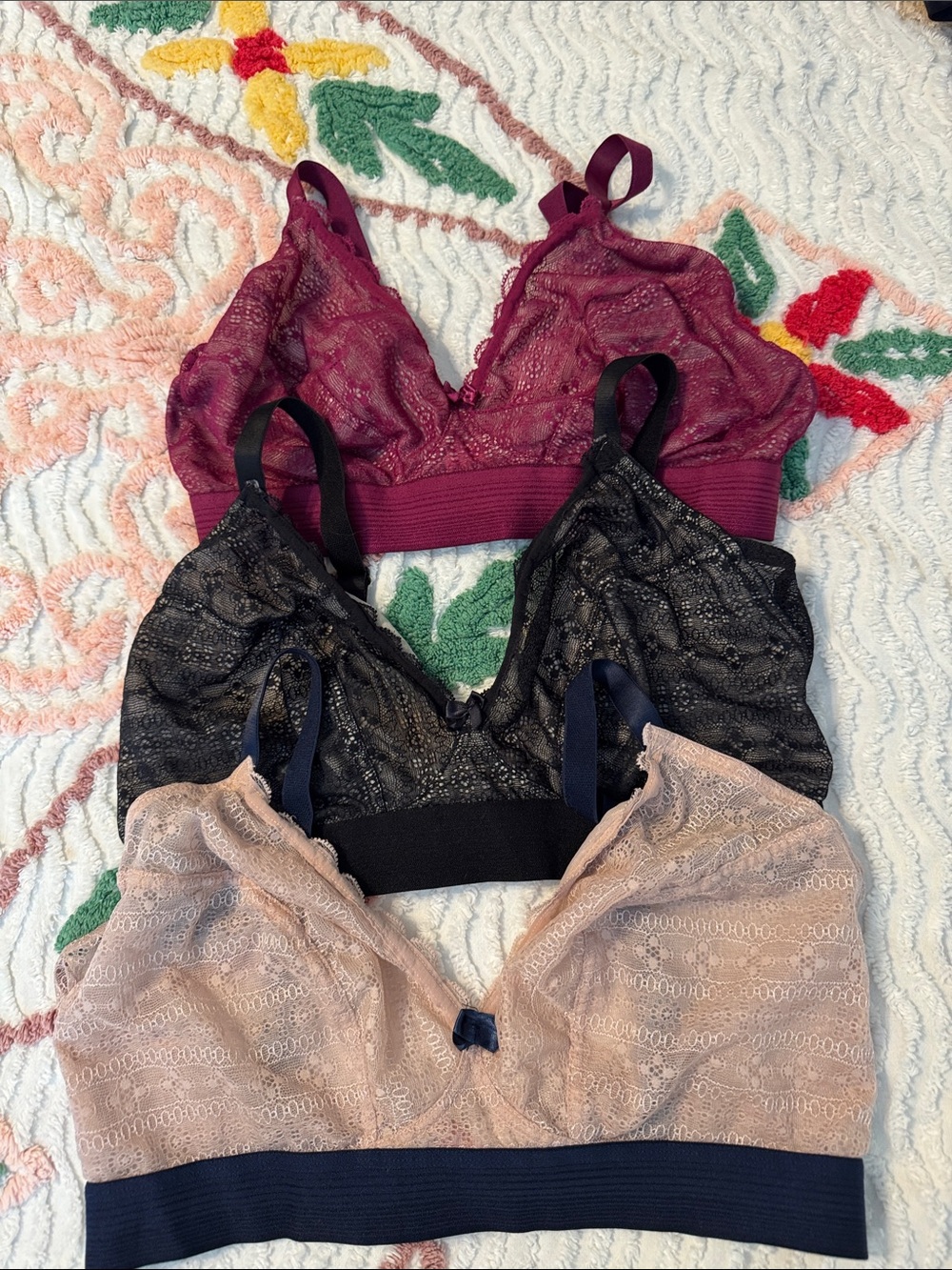 CLEO BY PANACHE Lace Bralette Set - Burgundy, Black, Blush all fit like 38DD